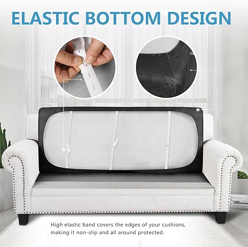 Miniatura 3 de ANARACHON Juego de fundas de cojín con aspecto de cuero para sofá, fundas de asiento de sofá, protector de muebles para sillón seccional, sofá