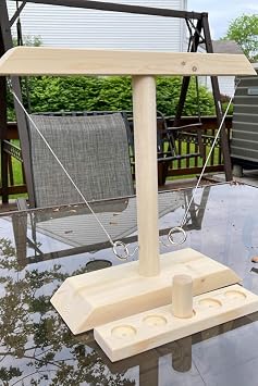 Wooden Table Top Ring Spinning Game Natural