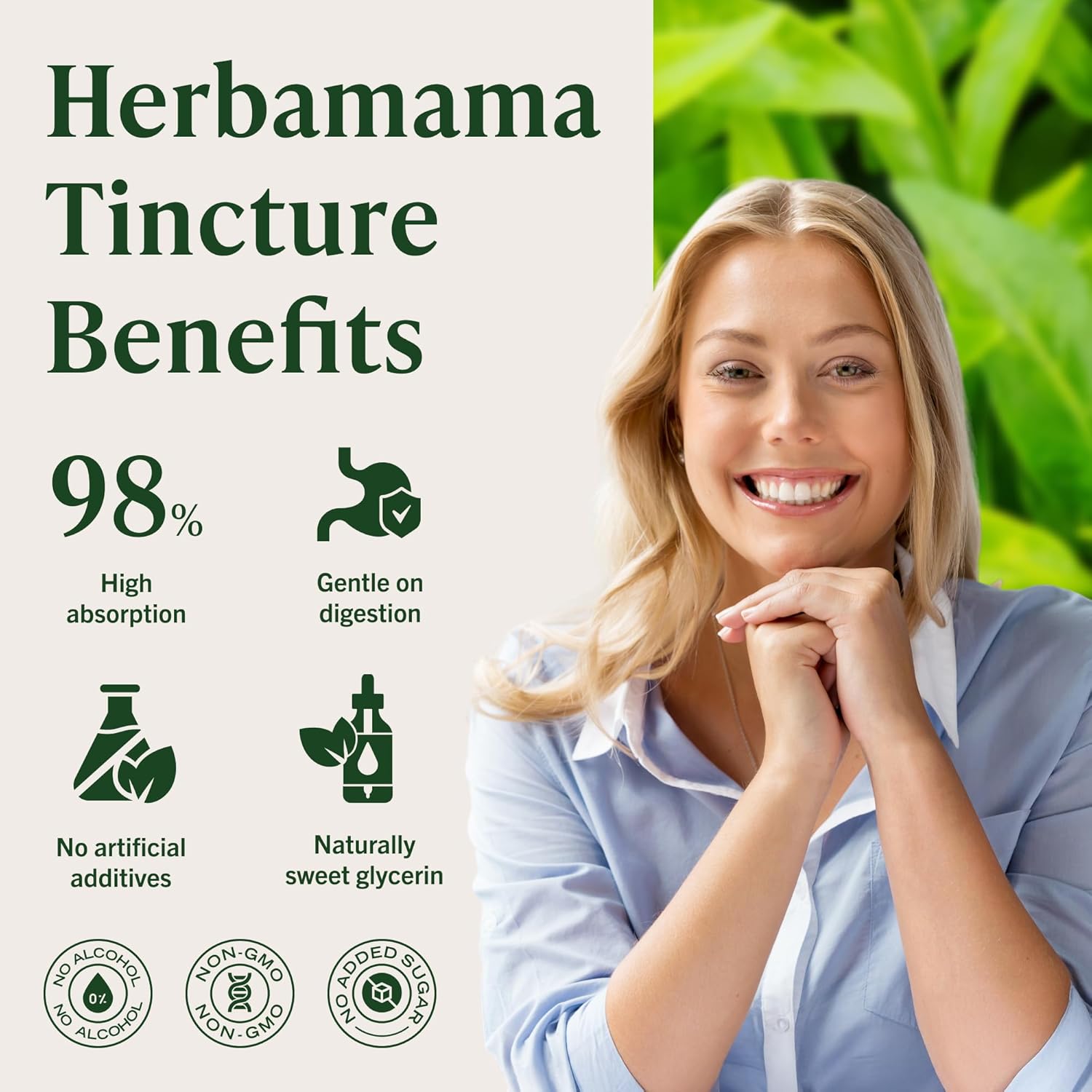 HERBAMAMA Green Tea Drops - Vegan Antioxidant & Overall Support with Green Tea Extract Liquid Tincture - Non-GMO, Alcohol & Sugar-Free Camellia Sinensis Supplement, 84-Day Supply - Image 5