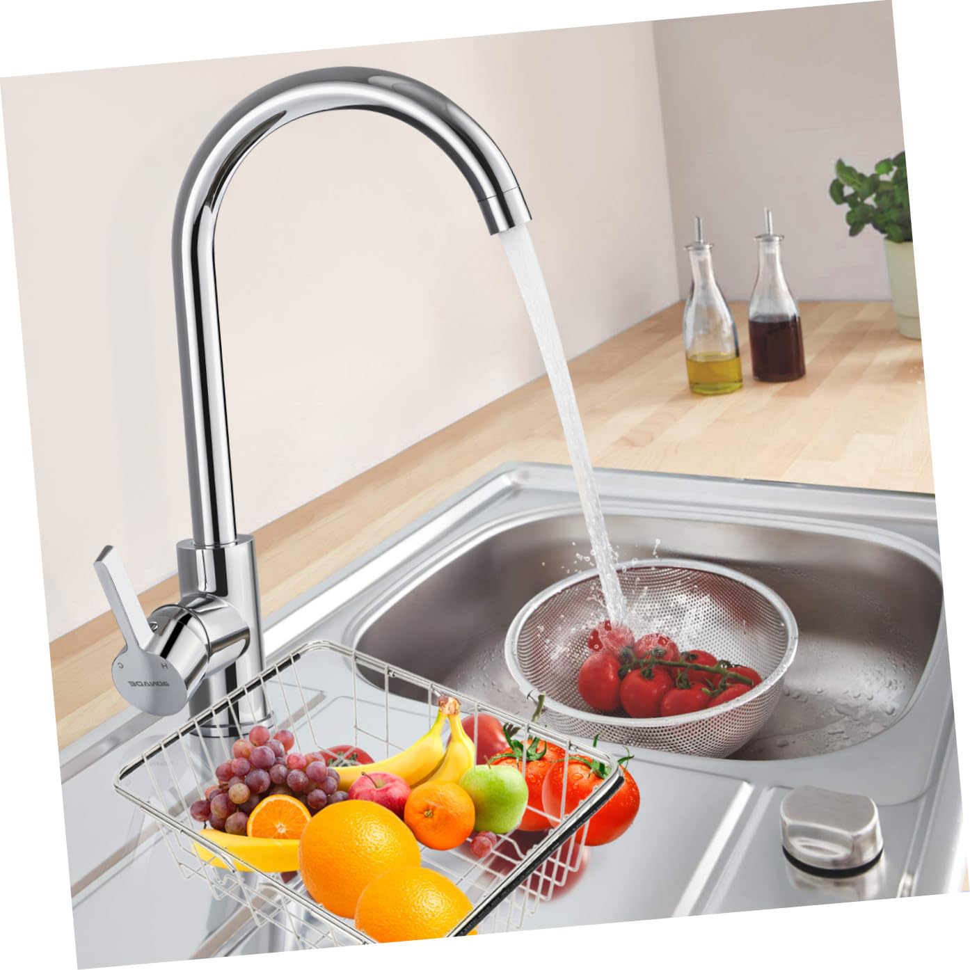Alipis Scolapiatti per Lavello in Acciaio Inox Cestello di Scarico Multifunzionale Filtro Accessorio da Cucina Pratico per Asciugatura e Raccolta Piccoli Oggetti Angoli Arrotondati