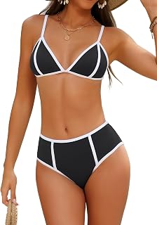 Bikini Sets for Women Two Piece Color Block Swimwear Sexy Triangle High Cut Swimsuit