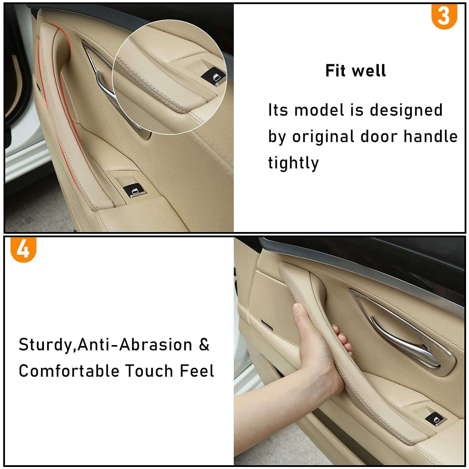 TTCR-II Tirador Puerta Compatible con Manijas Interiores Para Coche BMW Serie 5 F10 F11,Manijas Para Puertas,Tirador Puerta Derecha,Manijas Interiores F10 F11 520 523 525 528 530 535(2010-2016)-Beige