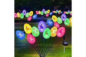 Upgraded 2 Packs Easter Yard Decorations Outdoor Solar Light for Garden Lawn Spring Decor