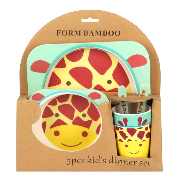 Offspring Kids Melamine Dinner Set, Giraffe, Multicolor (5 Pieces)