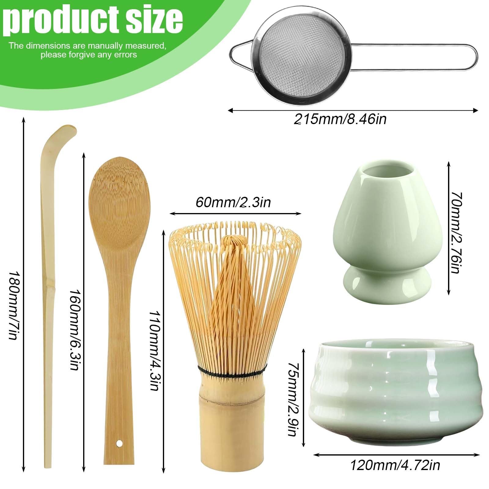 6 Stück Matcha Tee set: Matcha Schale aus Keramik, Matcha-Schneebesen mit 2 Matcha Löffel, Matcha Whisk,Matcha-Pulversieb, Bambus-Teebesen Matcha Tea Set matcha zubehör Matcha zubehör Geschenkset