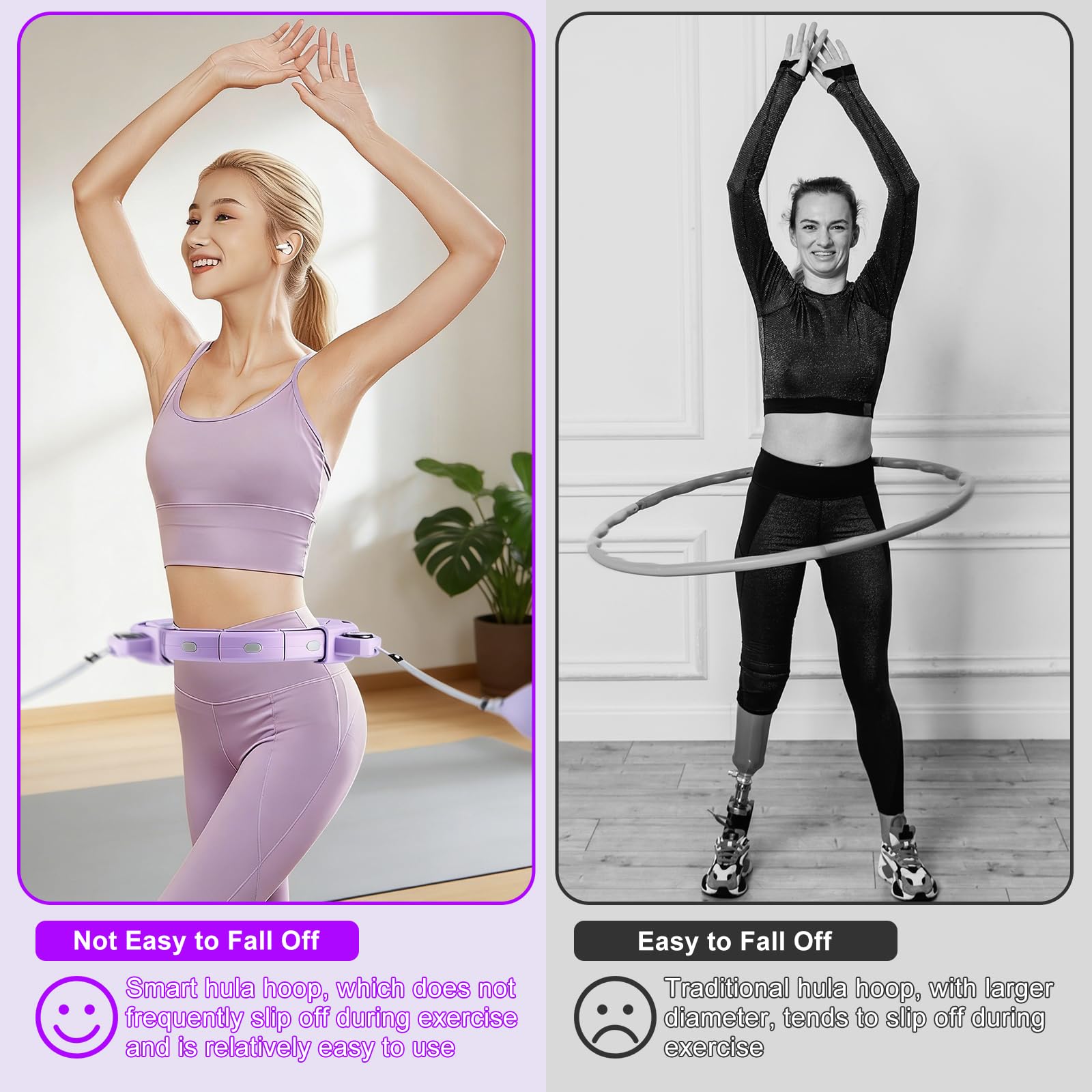 Aro de Hula Hoop Smart para Adultos y Principiantes, aro de Hula Hoop Desmontable con 18 Nudos, Bola de Peso y Contador, para Adelgazar y Ponerse en Forma, para Mujeres y Hombres