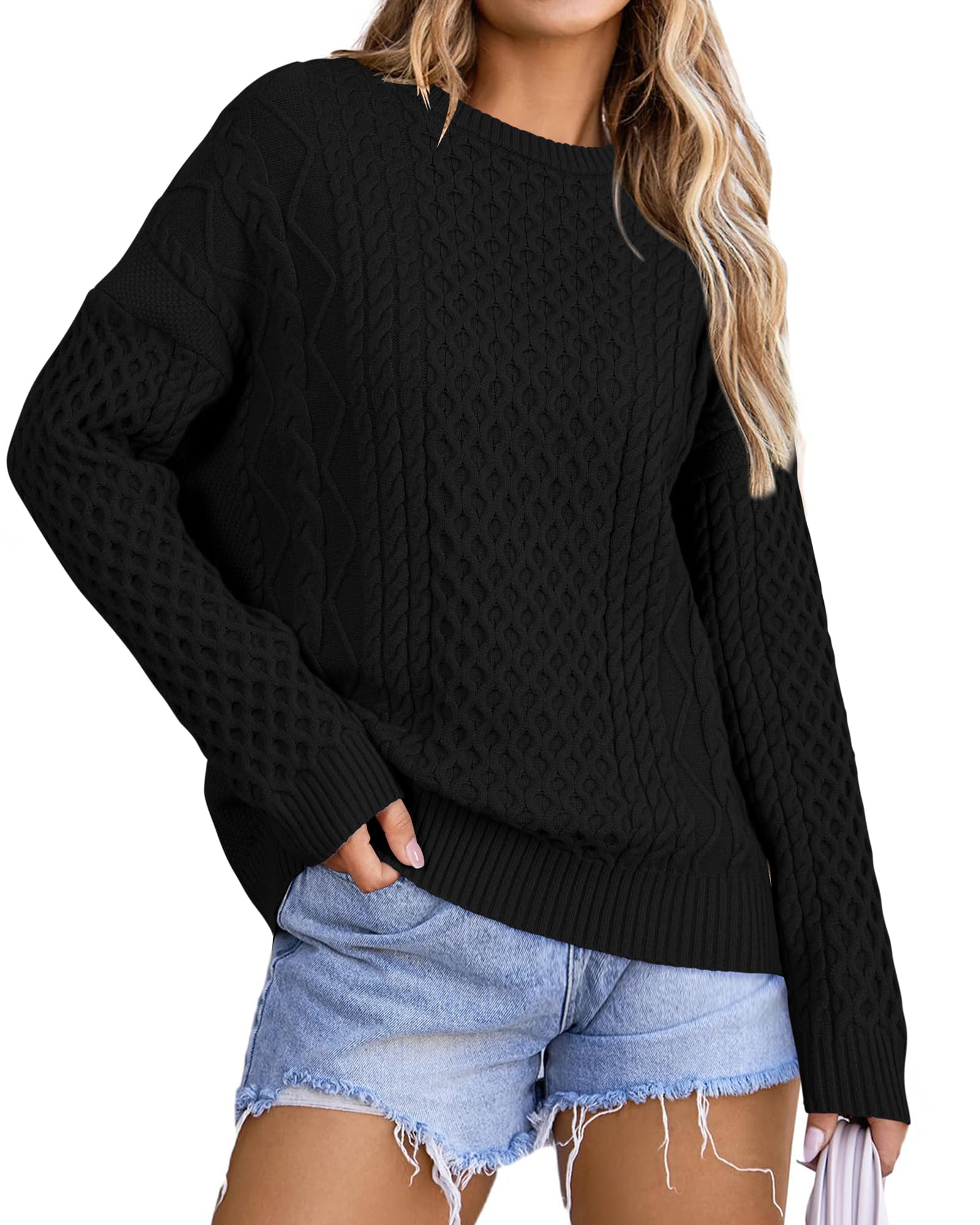 Arach Cloz Womens Wool Blend Cable Knit Fall Winter Chunky Oversized Sweaters 2025