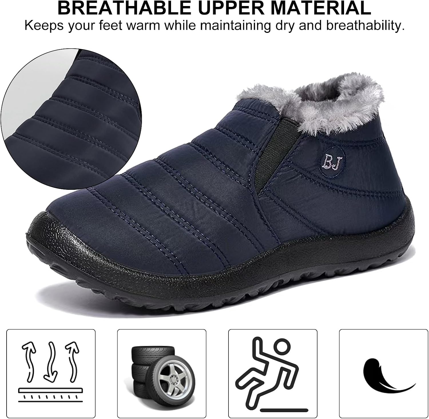 Waterproof Snow Boots for Women Outdoor Warm Fur Lined Booties Winter Comfortable Ankle Boots Lightweight Short Boots