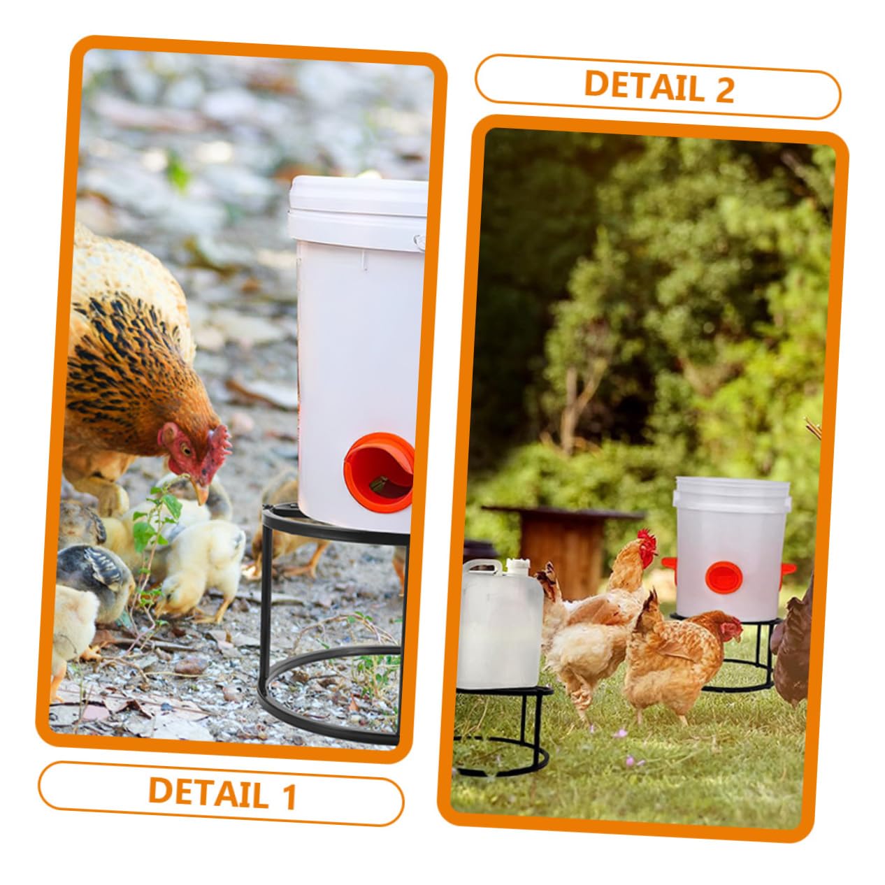 BESPORTBLE Supporto per Mangiatoia per Polli in Metallo Verniciato, Set 2 Pezzi Struttura Stabile a 4 Gambe, per Alimentazione e Abbeveraggio Pollaio e Giardino