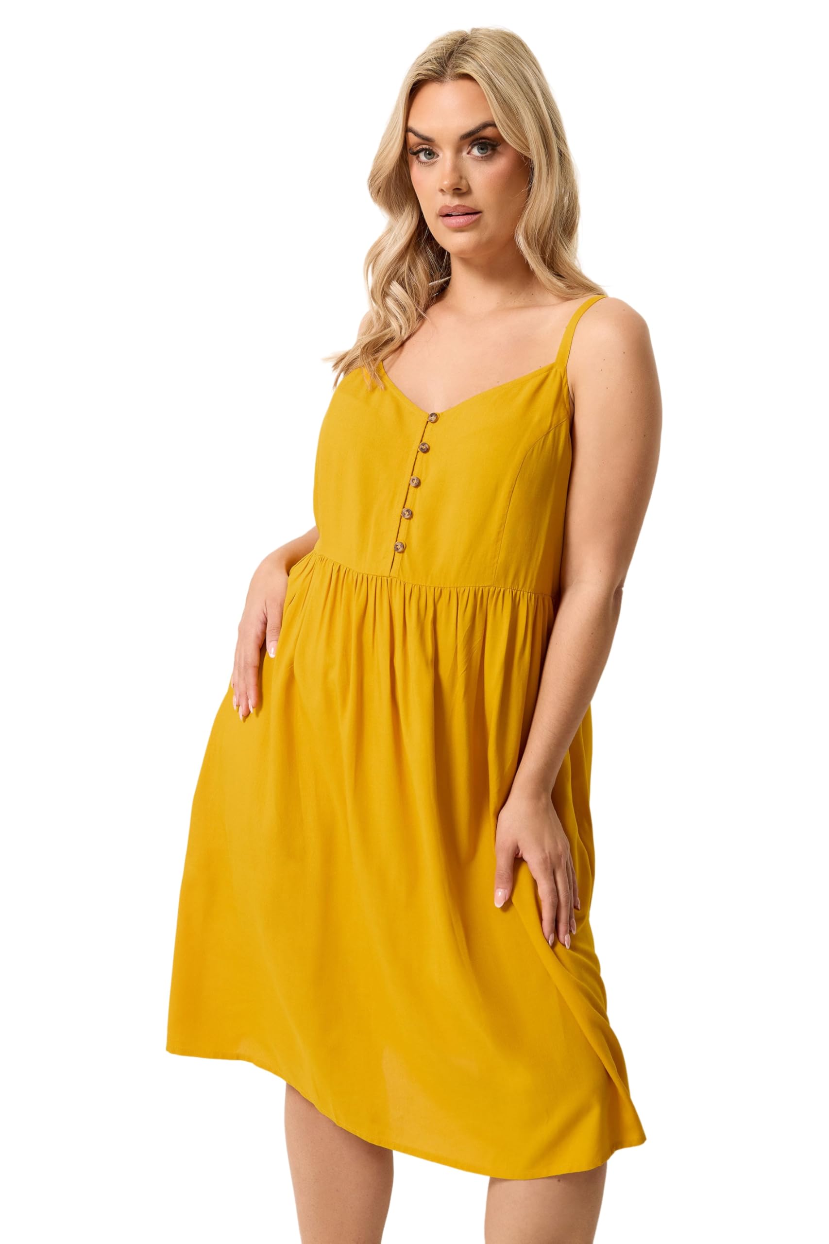 Yours Curve Yellow Strappy Midi Sundress - Women's - Plus Size Curve