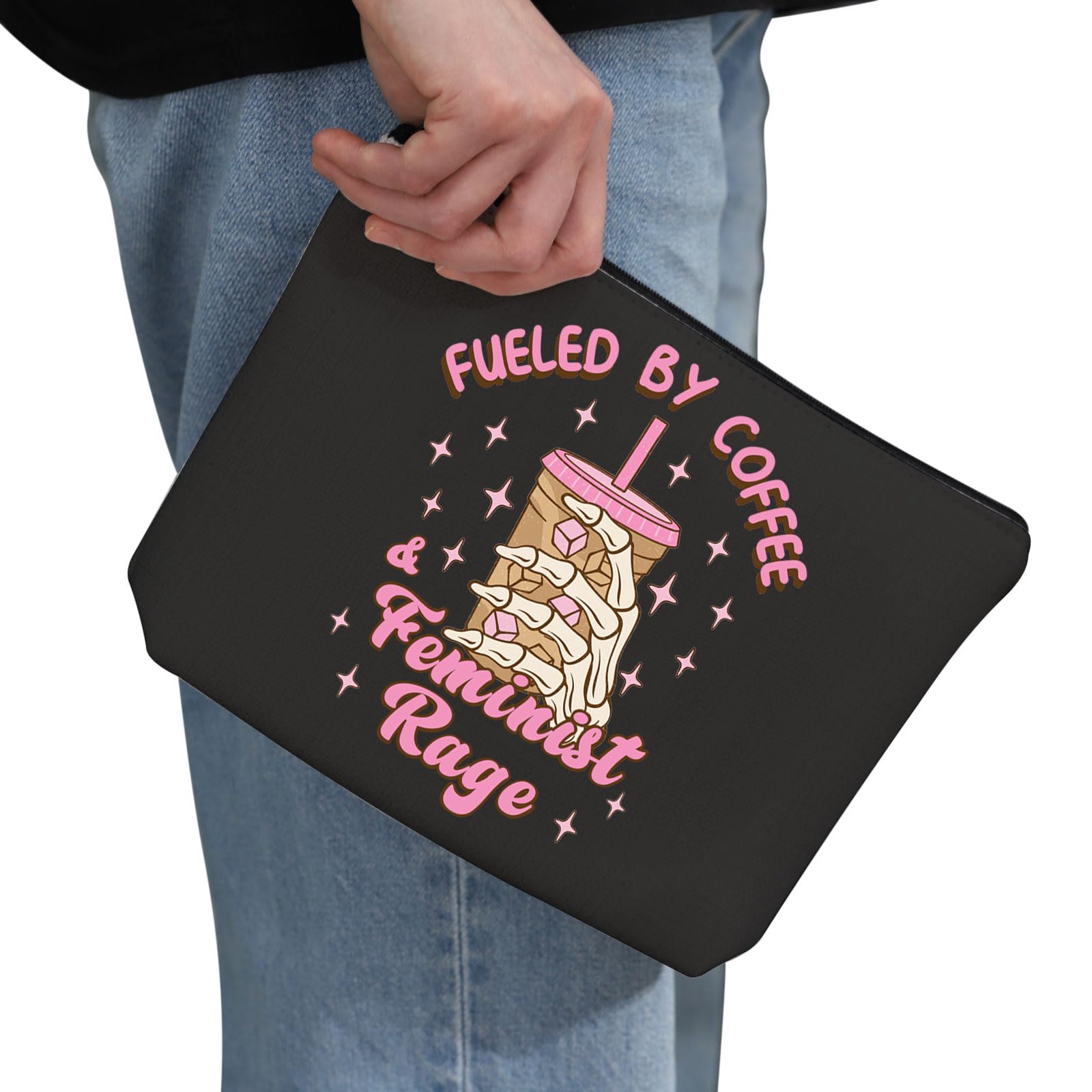 G2TUP Feminist Gift Fueled By Coffee And Feminist Rage Makeup Bag Feminism Cosmetic Bag Smash The Patriarchy Merch ()