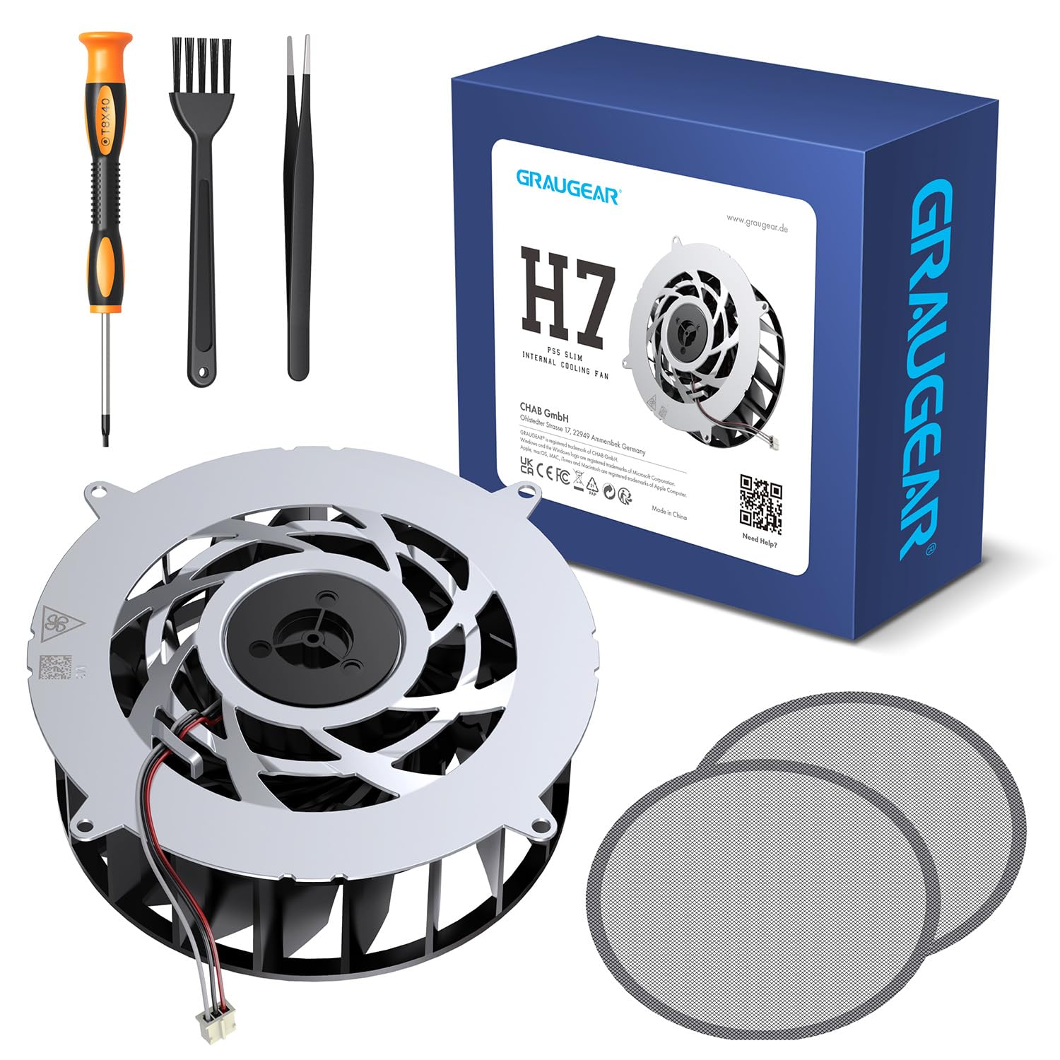 GRAUGEAR Parti di ricambio per ventola di raffreddamento interna sottile PS5, kit di ricambio per la pulizia della polvere, compatibile con ventola di raffreddamento a 19 pale (PS5 Slim)