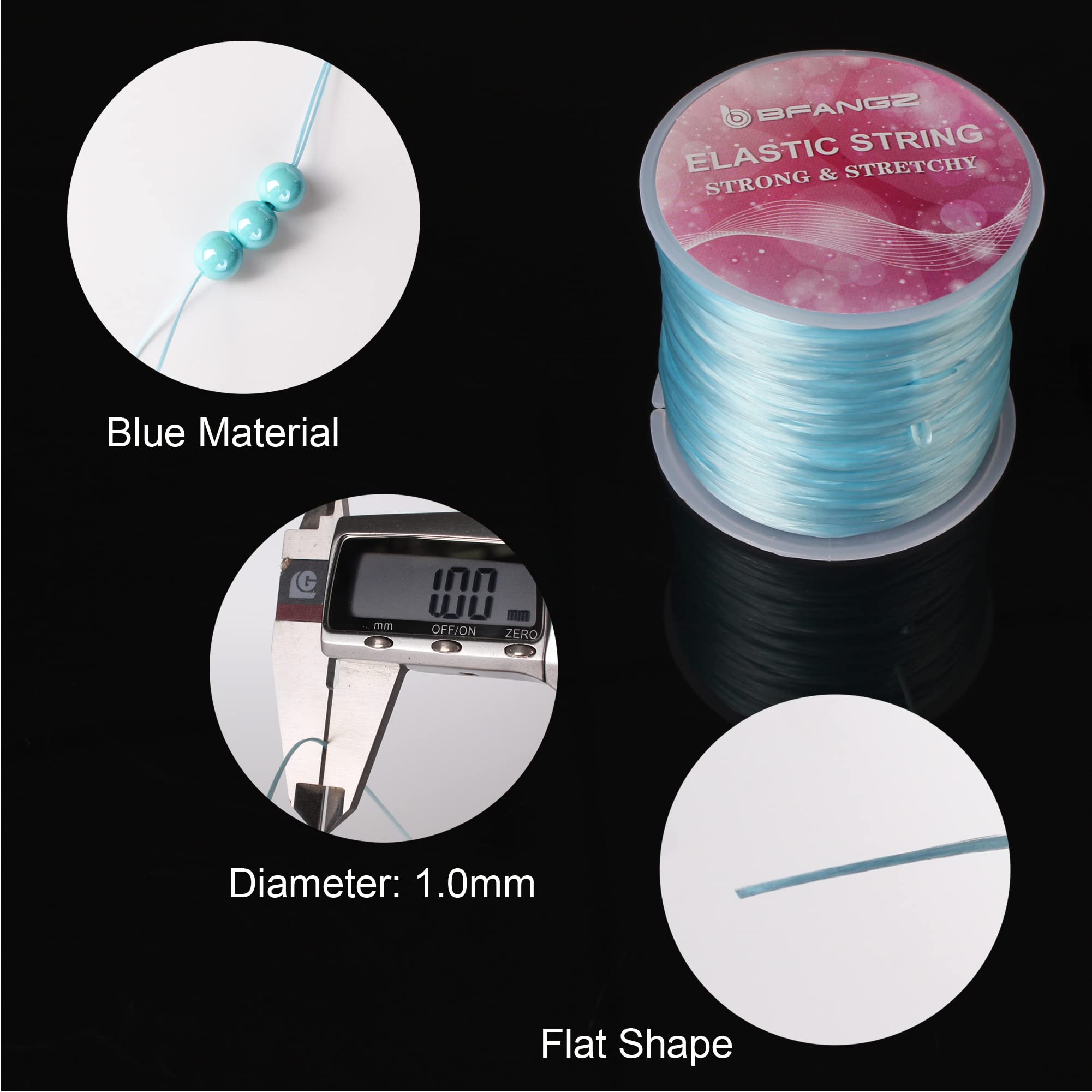 Elastic Bracelet String for Bracelets Making – 1mm Stretchy Clear Bead Cord - Stretch Braclet Thread for Kandi Clay Beads Crystal Make Jewelry, Beading Strings Strong (2Rolls Blue 120M/394Ft
