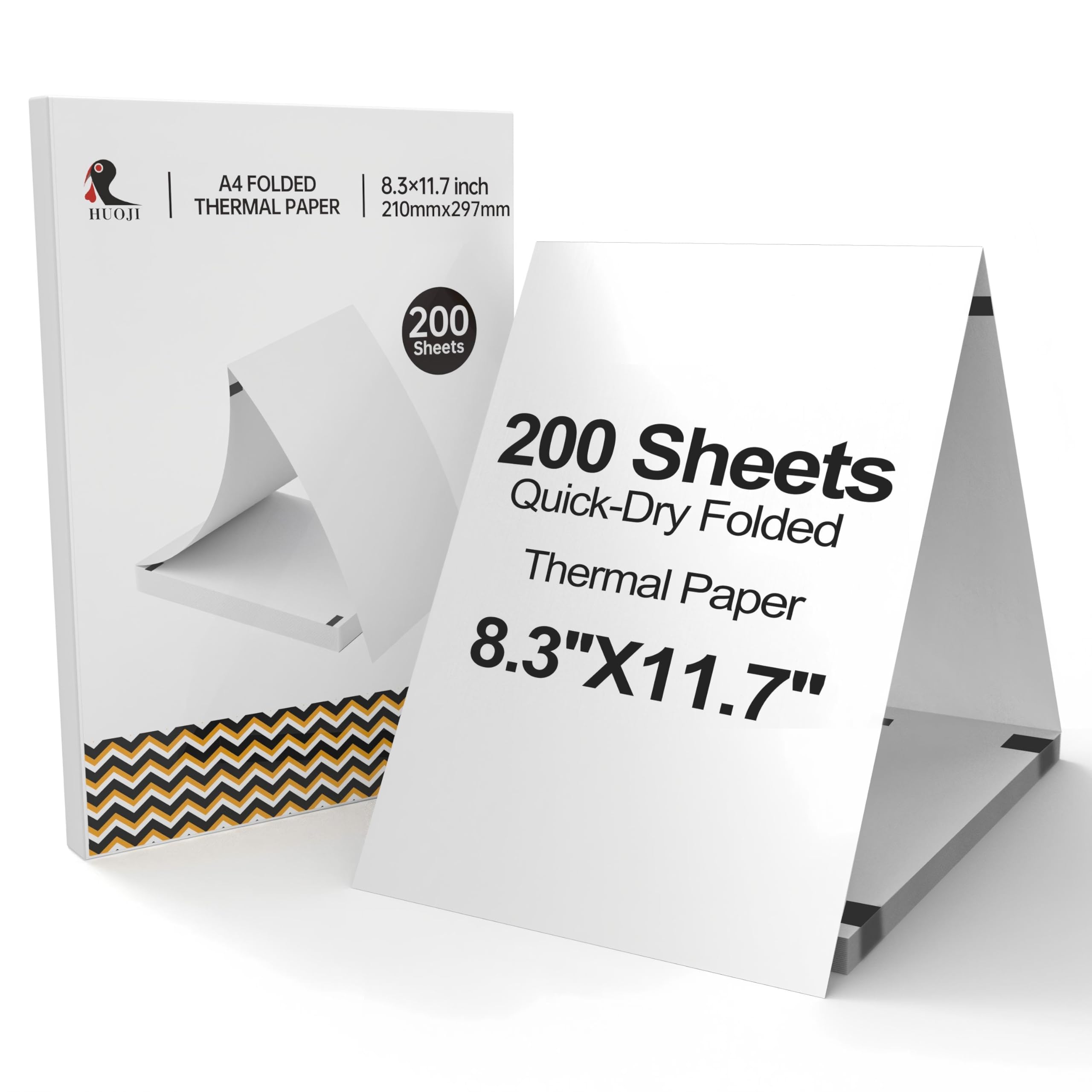 200 Sheets A4 Thermal Paper, HUOJI 8.3x11.7 Thermal Printer Paper, Compatible with A285M/MT800/MT800Q/M08F/M834 Portable Thermal Printer