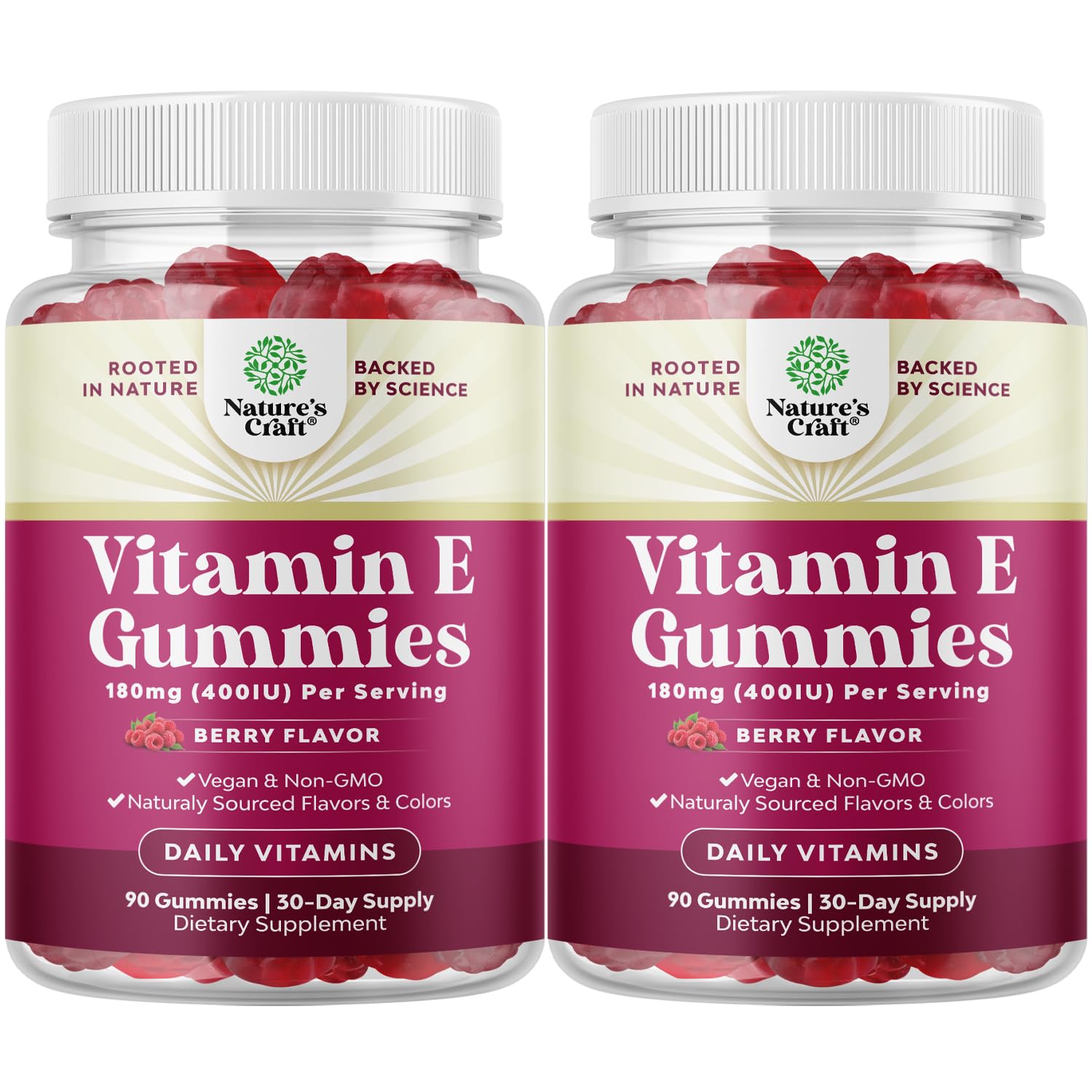 Natures Craft Vitamin E Gummies for Skin Care - High-Potency Vitamin E 400 IU Skin Supplement - Delicious & Easy-to-Take Supplement Promote Health Immune Support & Cellular Protection (2 Months)