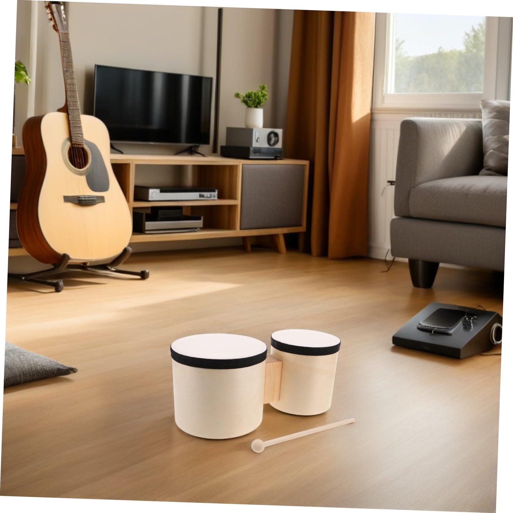 Toyvian Holz-bongos zum Üben und Handtrommeln mit Holzschlägeln Perkussionstrommel für Erwachsene und Musik-bongos für Musikalischen Unterricht