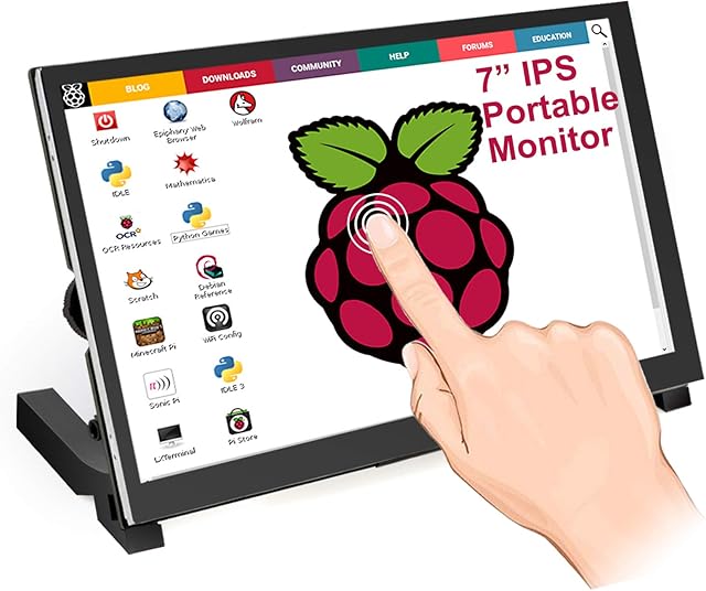 ELECROW 7 inches IPS Portable Touch Screen Monitor for Raspberry Pi 4, 1024x600 HDMI Portable Monitor for Raspberry Pi, PC, Game Consoles