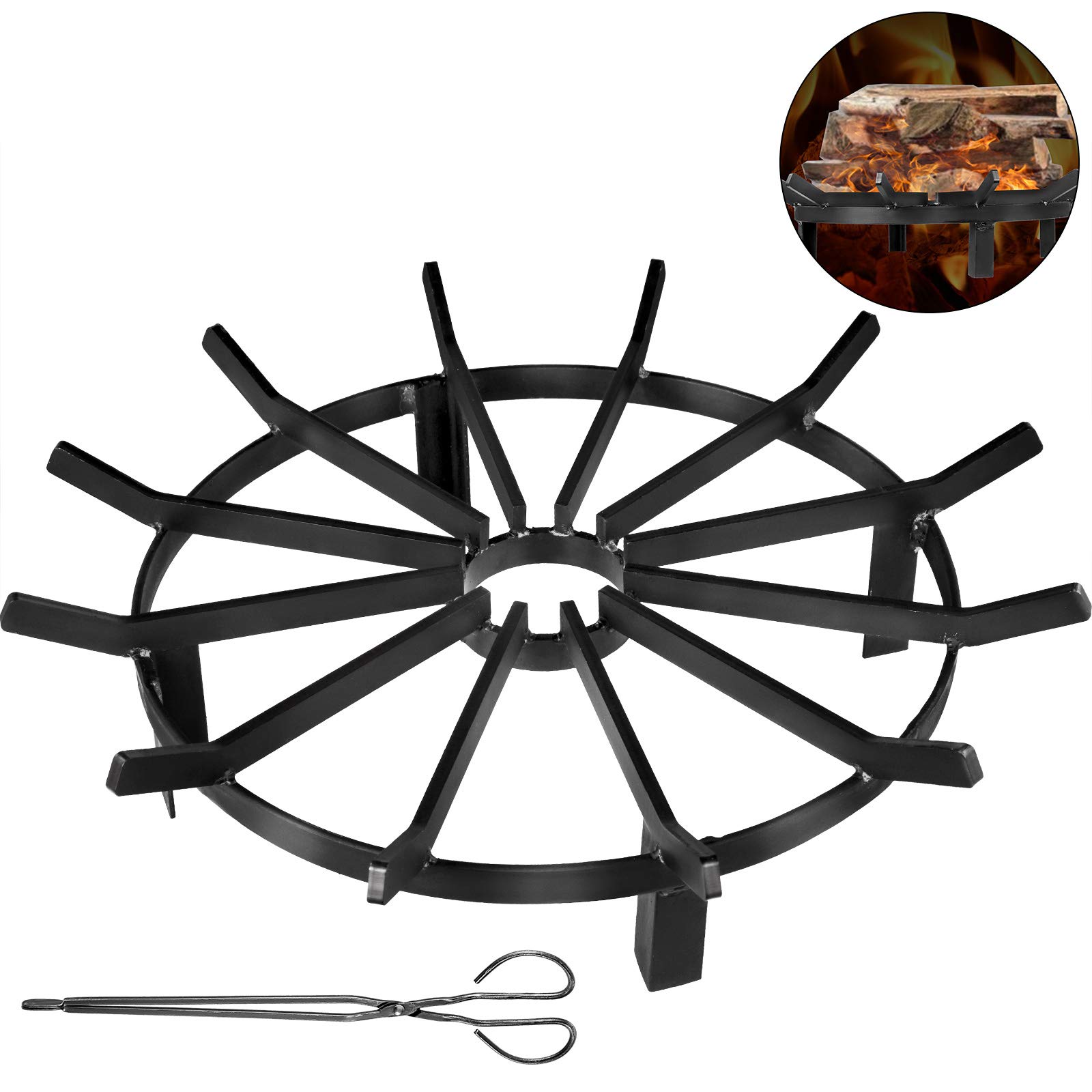 Buy VBENLEM Wheel Firewood Grate 24Inch Diameter Fire Pit Log Grate with 4Inch High Log Bed