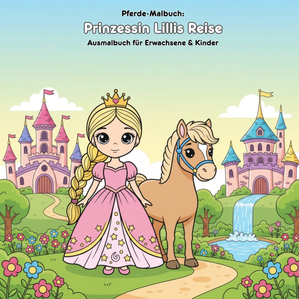 Prinzessin Lillis Reise: Geschichte & Malbuch: Prinzessin Lillis Magisches Königreich: 36 Ausmalbilder mit Geschichte für Erwachsene & Kinder | Große Motive (21.59 x 21.59 cm)