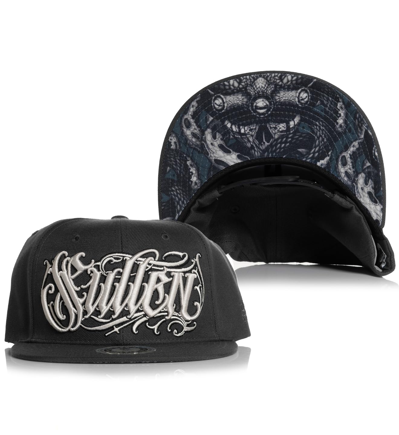 SullenMen's Blxck Octopus Adjustable Flatbill Snapback Hat Gray, Grey, One Size