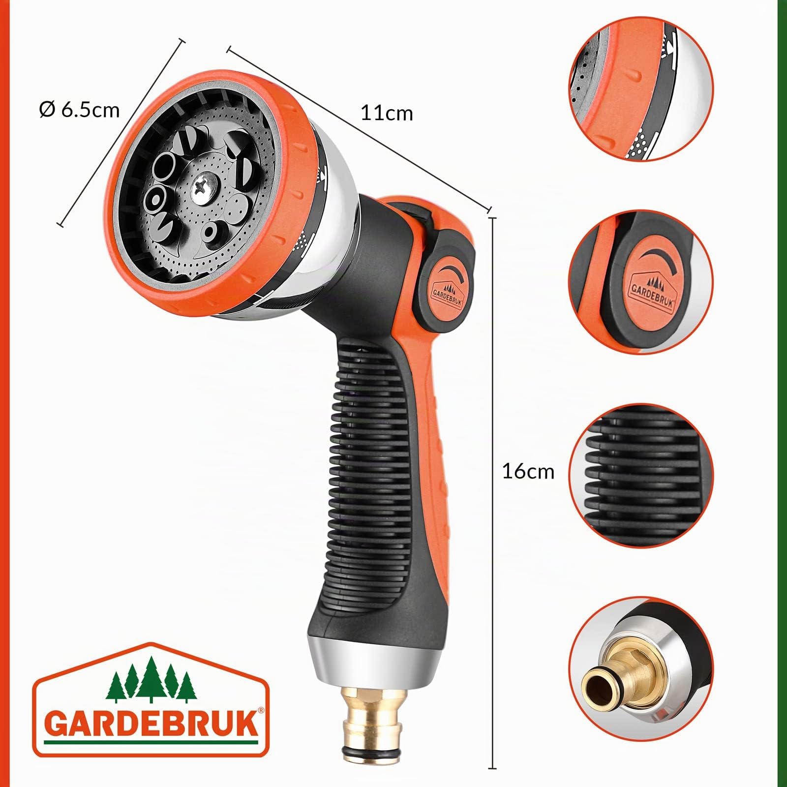 GARDEBRUK® Tubo Estendibile da Giardino 30 m in Lattice Adattatore in Ottone 1/2' 3/4' Tubo Idrico Innaffiare Giardino Flessibile