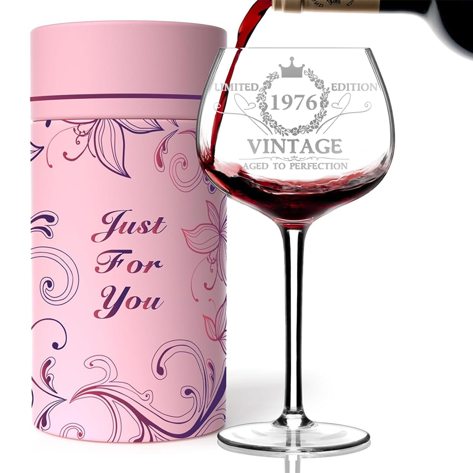 50th Birthday Gifts for Women, Vintage 1976 Wine Glass Personalised Gifts — image 1