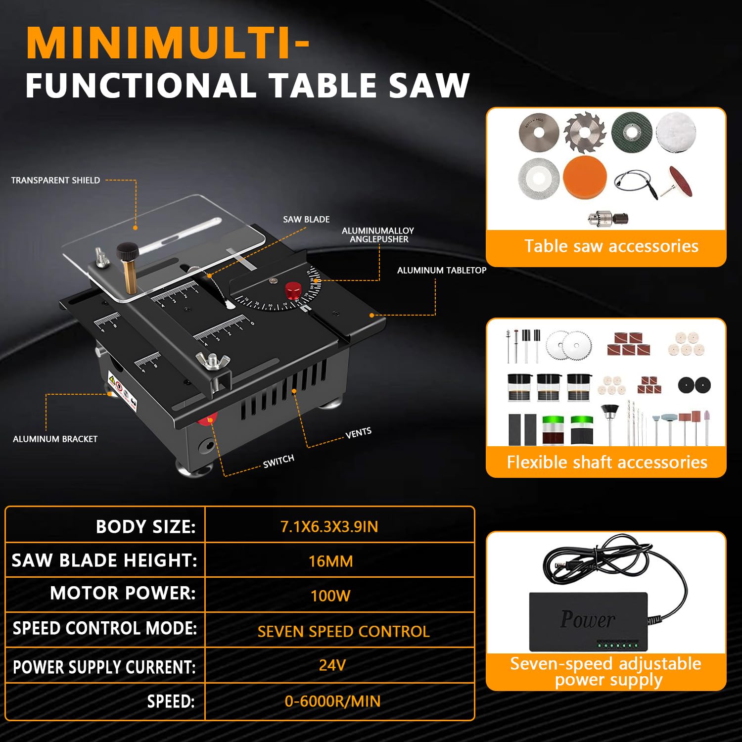 Mini Multi-Functional Table Saw with Full Set of Accessories - Image 3