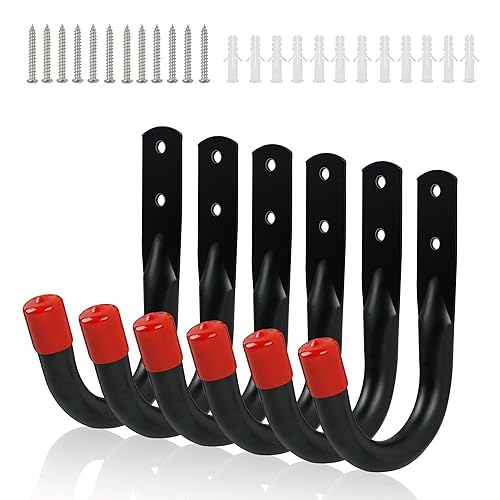 6 PCS Heavy Duty Garage Wall Hooks for Hanging, Loading