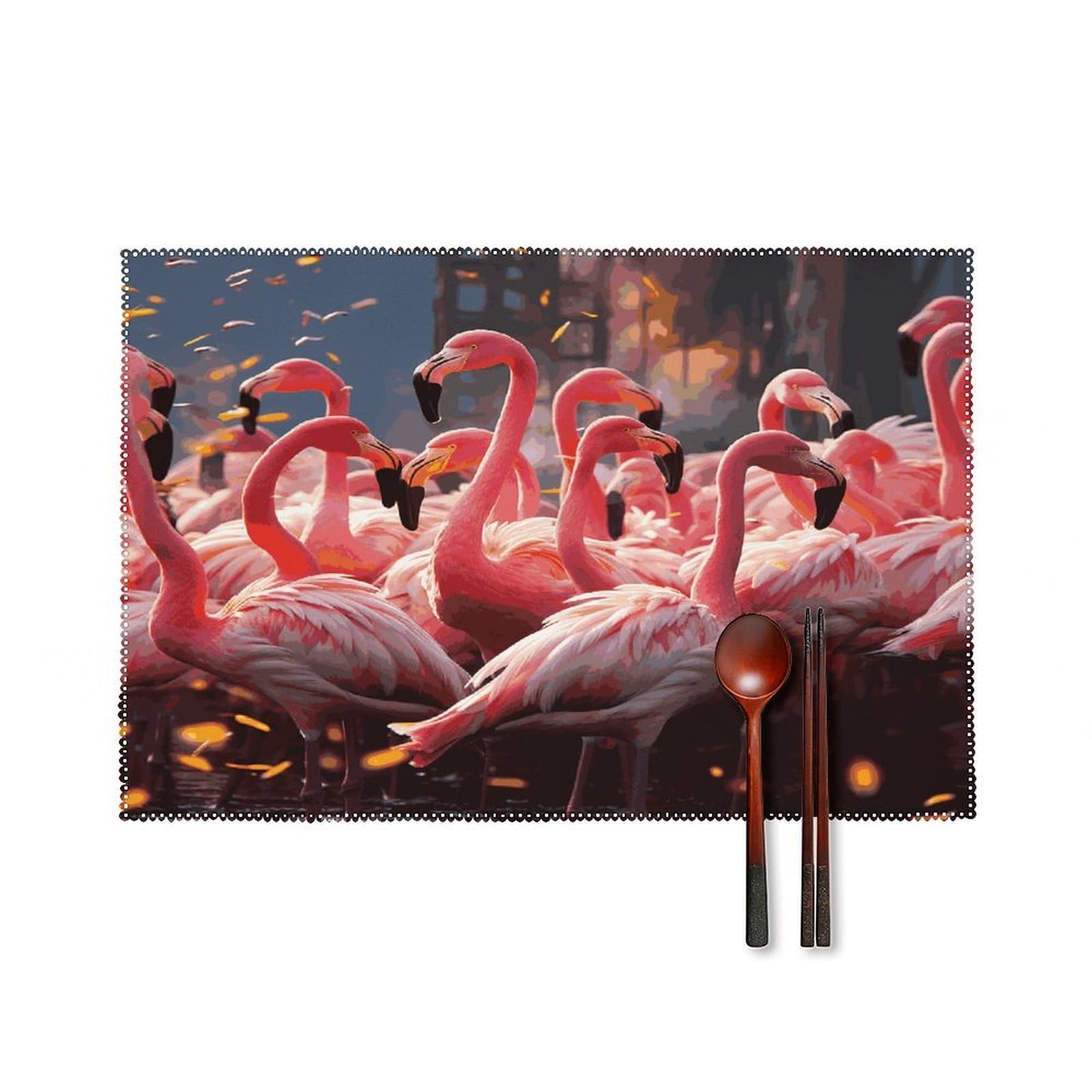 Fodpand Style Flamingos Partying Placemats Set Of 4 Place Mats Table Mats