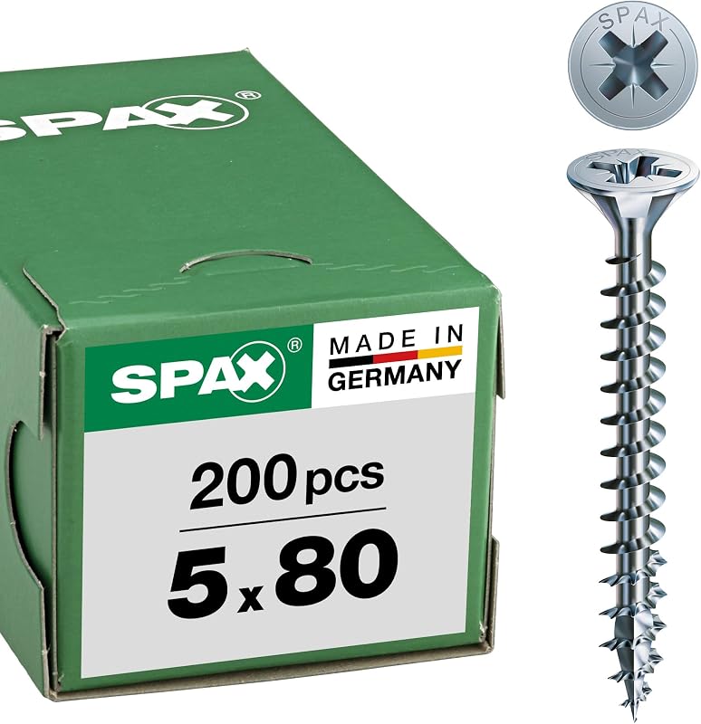 Spax Screw Spax Countersunk Head Phillips Screws Thread or Cross Total-Acier ZINGUE White, 0/1030/001/5,0/80/ /01