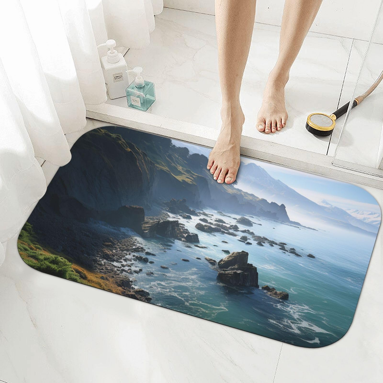 Tapis de bain en terre de diatomée pour éviter les sols mouillés après la douche