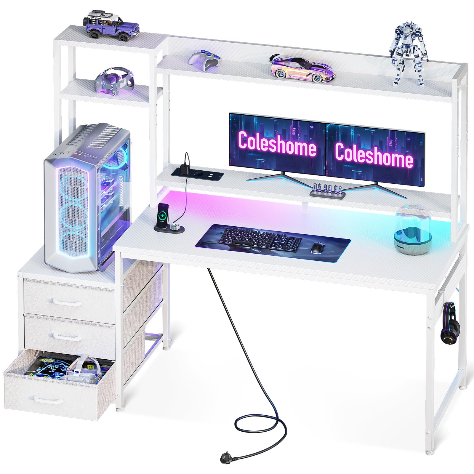 Scrivania per computer, con ripiani a 2 ripiani, 100 x 40 x 72 cm