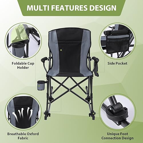 Miniatura 7 de REDCAMP - Sillas de camping plegables de gran tamaño para adultos, resistentes hasta 500 libras, marco de acero resistente para deportes al aire