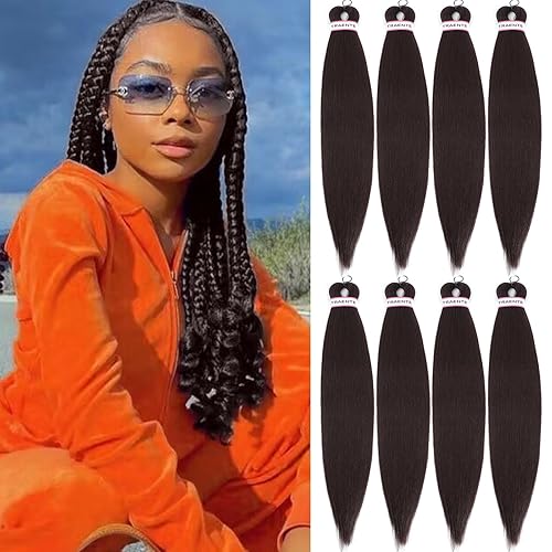 Miniatura 9 de ATRAENTE Cabello trenzado preestirado de color plateado degradado, cabello trenzado de 18 pulgadas, trenzas de ganchillo preestiradas con textura