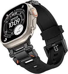 Kades Pulseira para Apple Watch Ultra 2/Ultra de 49 mm para Apple Watch séries 10/9/8/7/6/SE/5/4/3/2/1 de 46 mm/45 mm/44 mm/42 mm, conector de metal durável com pulseira esportiva de TPU resistente