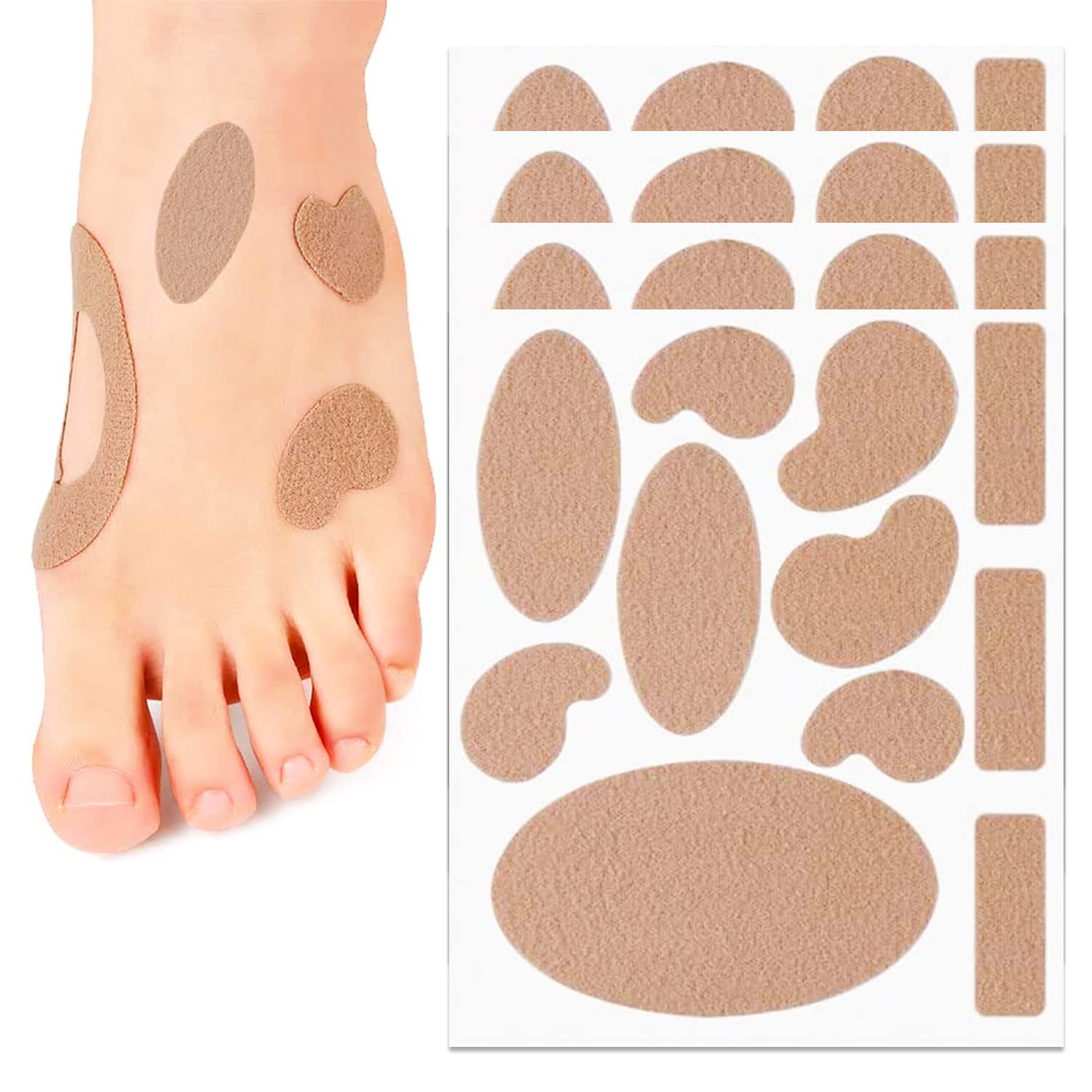 44 Pcs Moleskin Adhesive Pads,Flannel Adhesive Pads Avoid Skin Blister for Foot Hand(Complexion)