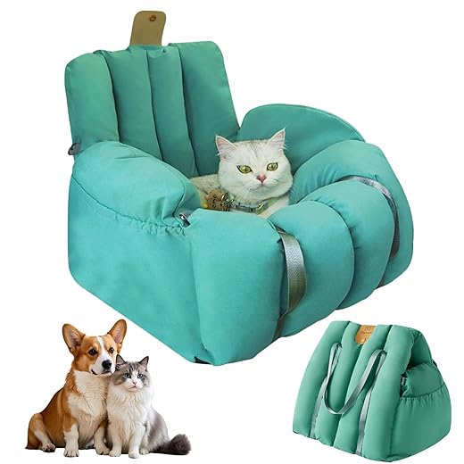 Borsa da viaggio per cani di piccola taglia con area di riposo estensibile, guinzaglio di sicurezza, cuscino reversibile e tasche portaoggetti