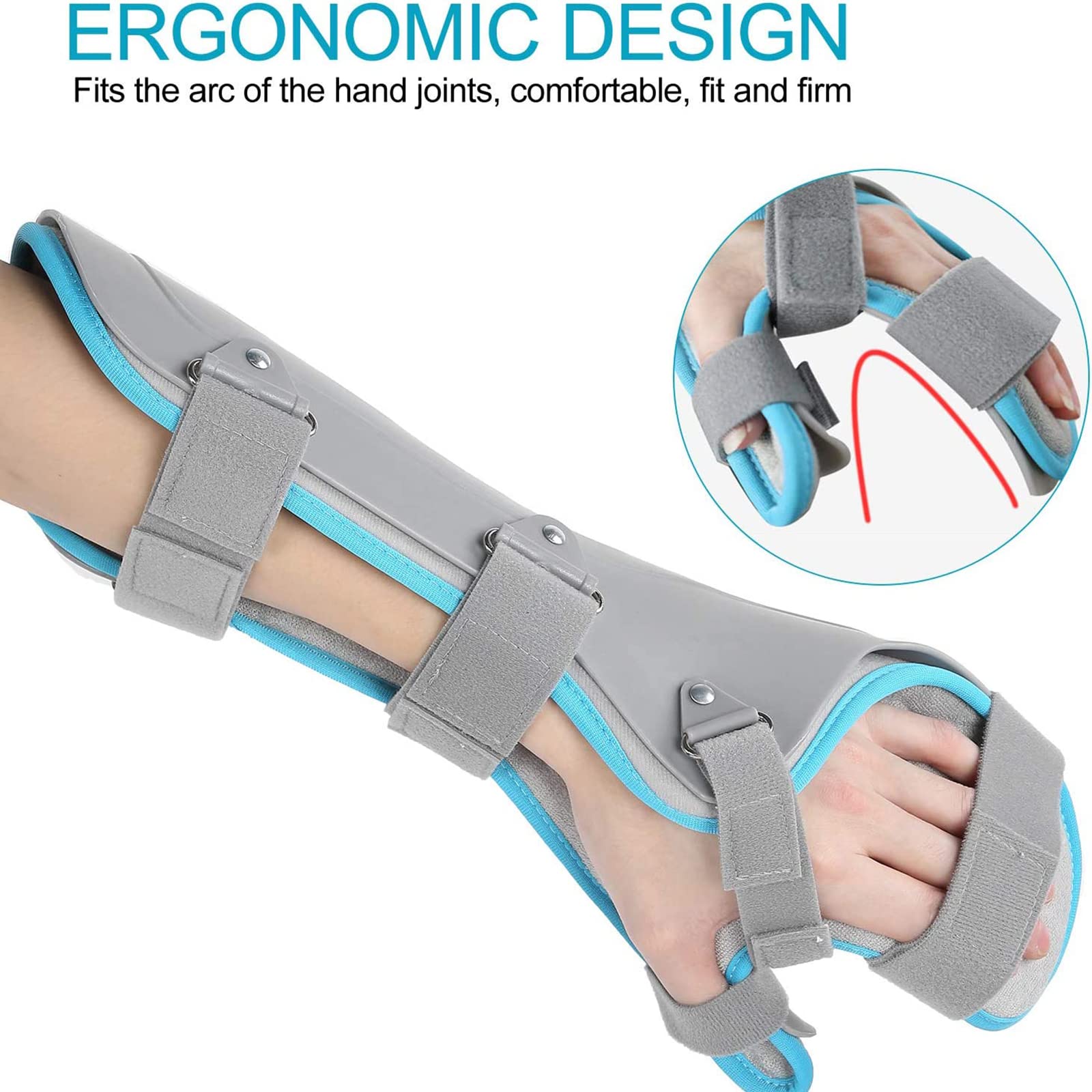 Stecca per mano a riposo, stecca per tutore per supporto polso, immobilizzatore per stecca per mano a riposo per ictus, riabilitazione dell'atrofia muscolare, per mano per tendinite lesioni sportive