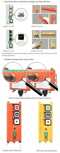 Miniatura 7 de Grúa industrial control remoto inalámbrico F21-2S AC/DC18V-65V Polipasto con botón de velocidad única (1 transmisor + 1 receptor)