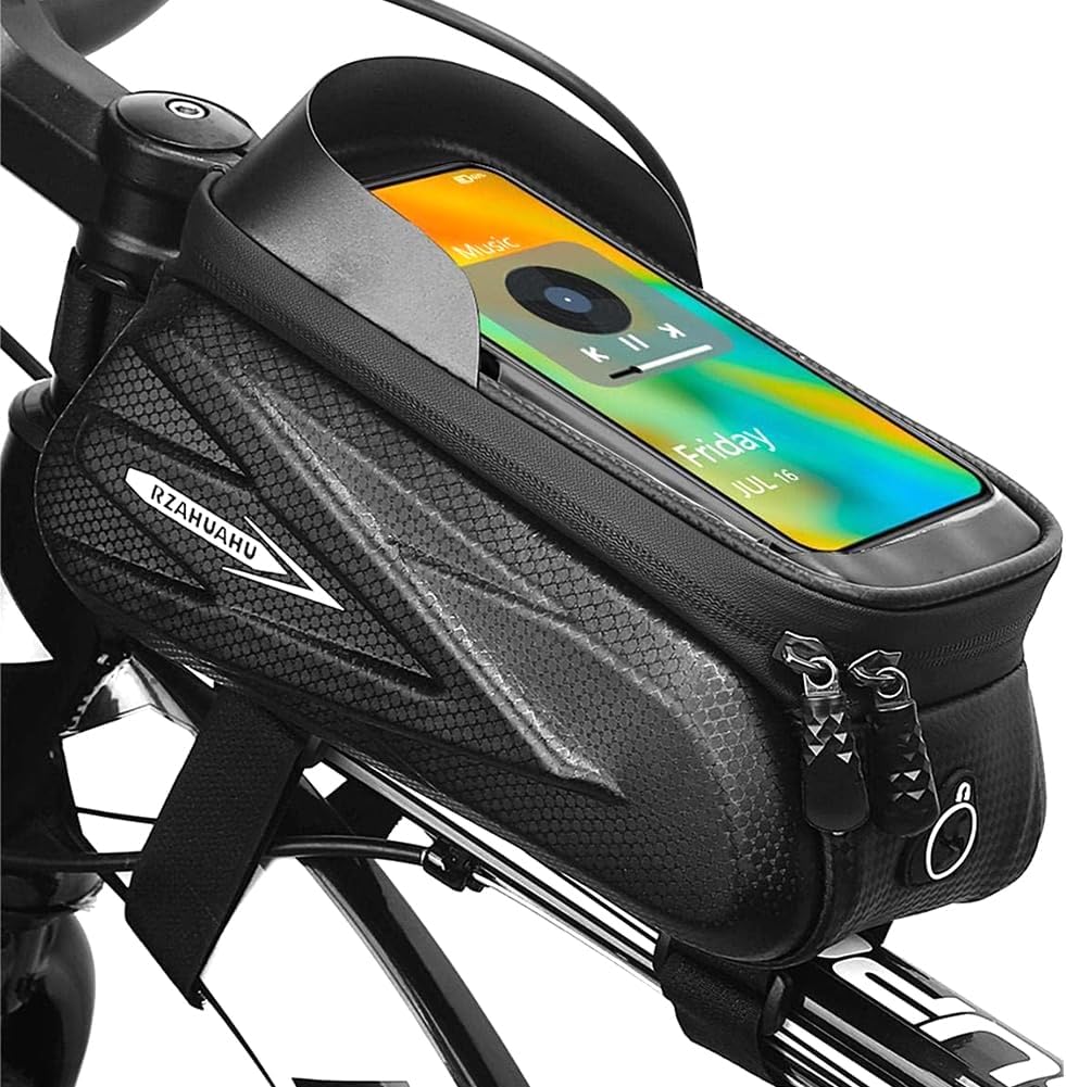 Bike Frame Bag Phone Mount Waterproof Top Tube Bag Bicycle Accessories Touch Screen Front Bike Pouch Fits Phone Under 7.2