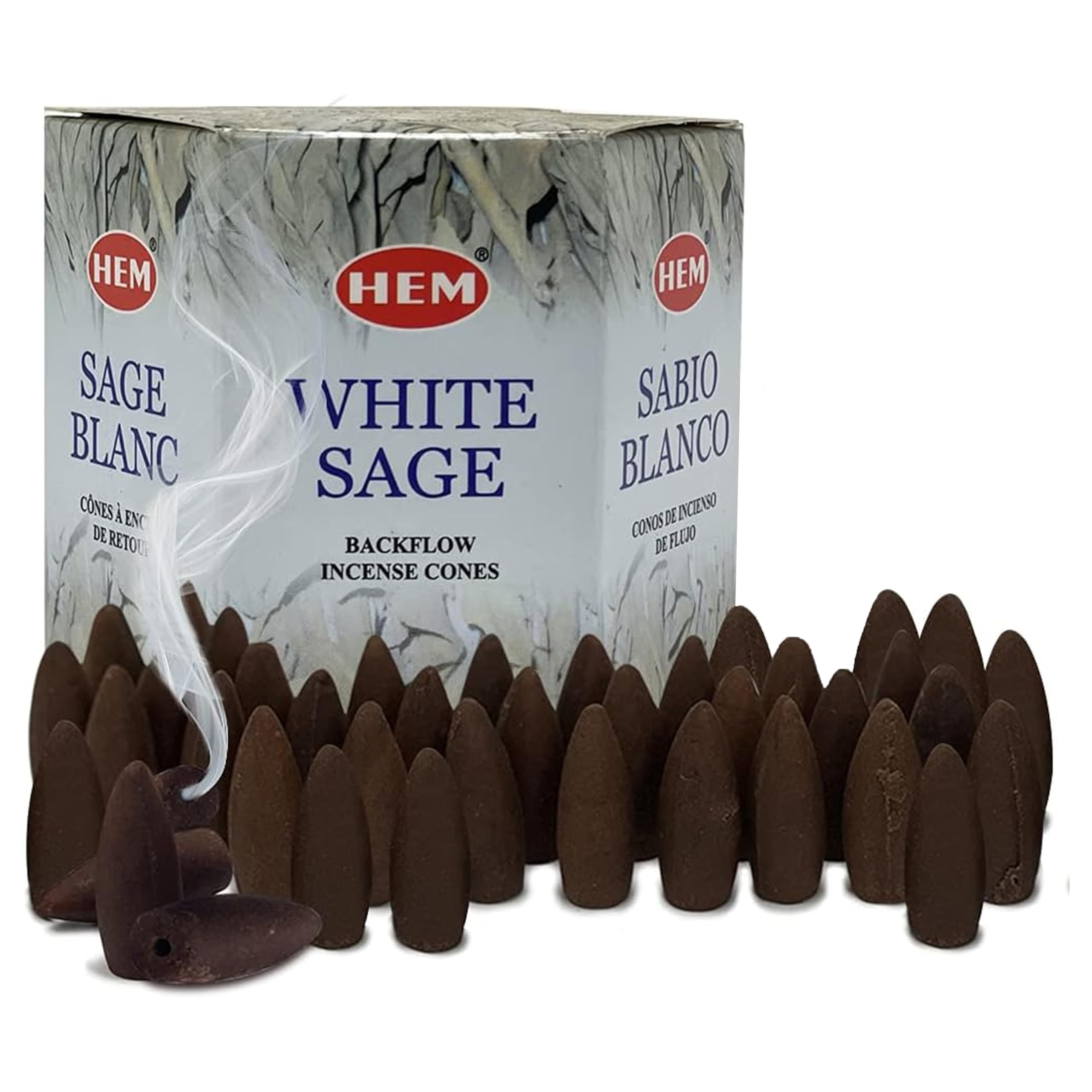 TRUMIRI White Sage Backflow Incense Cones For Waterfall And Mat Bundle Inciensos Aromaticos|Incienso|Inciense|Insienso