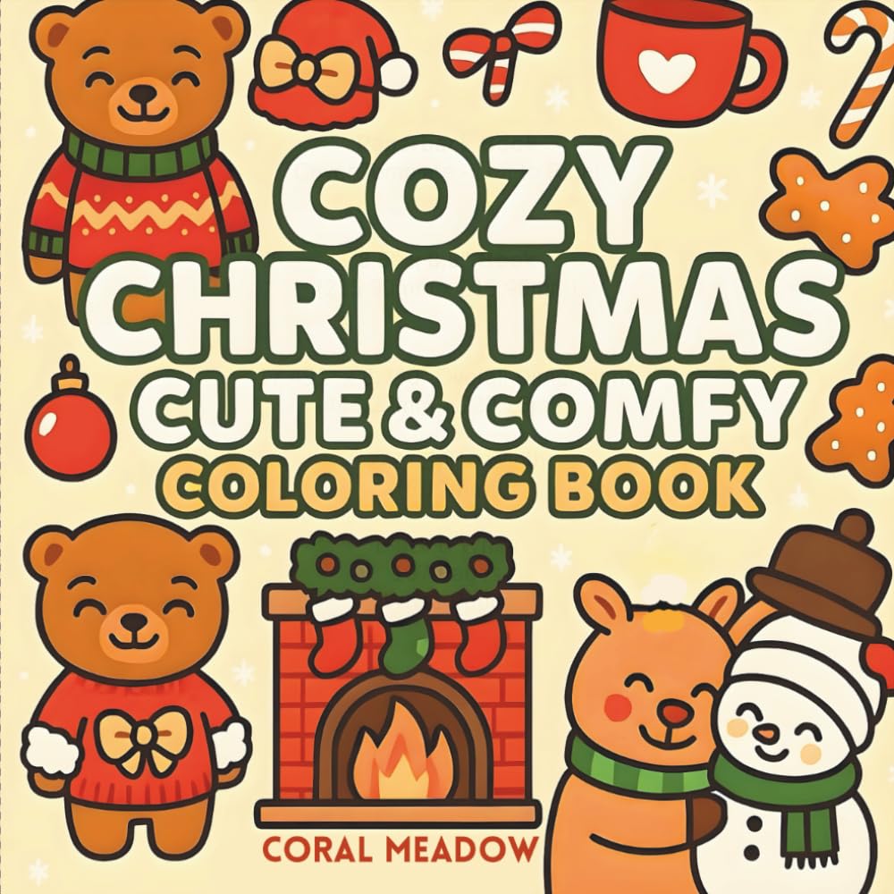 Cozy Christmas Cute & Comfy Coloring Book: Bold and Easy Festive Winter Scenes for Kids & Adults