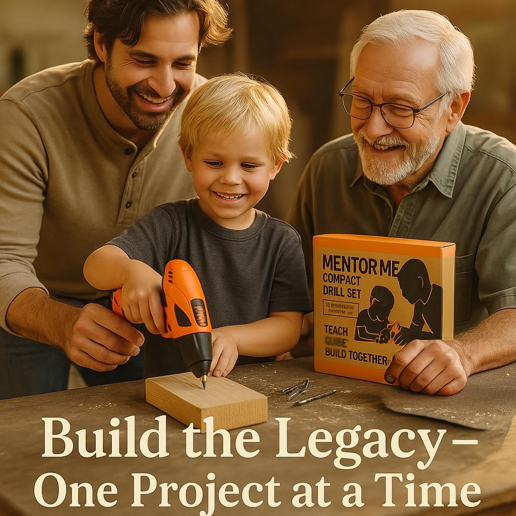 Mentor Me Real Cordless Drill Set for Kids - Parent-Guided Learning Power Tool Kit with LED Light, Charger & Case - Educational STEM Tool for Boys & Girls - Adult Handling Required