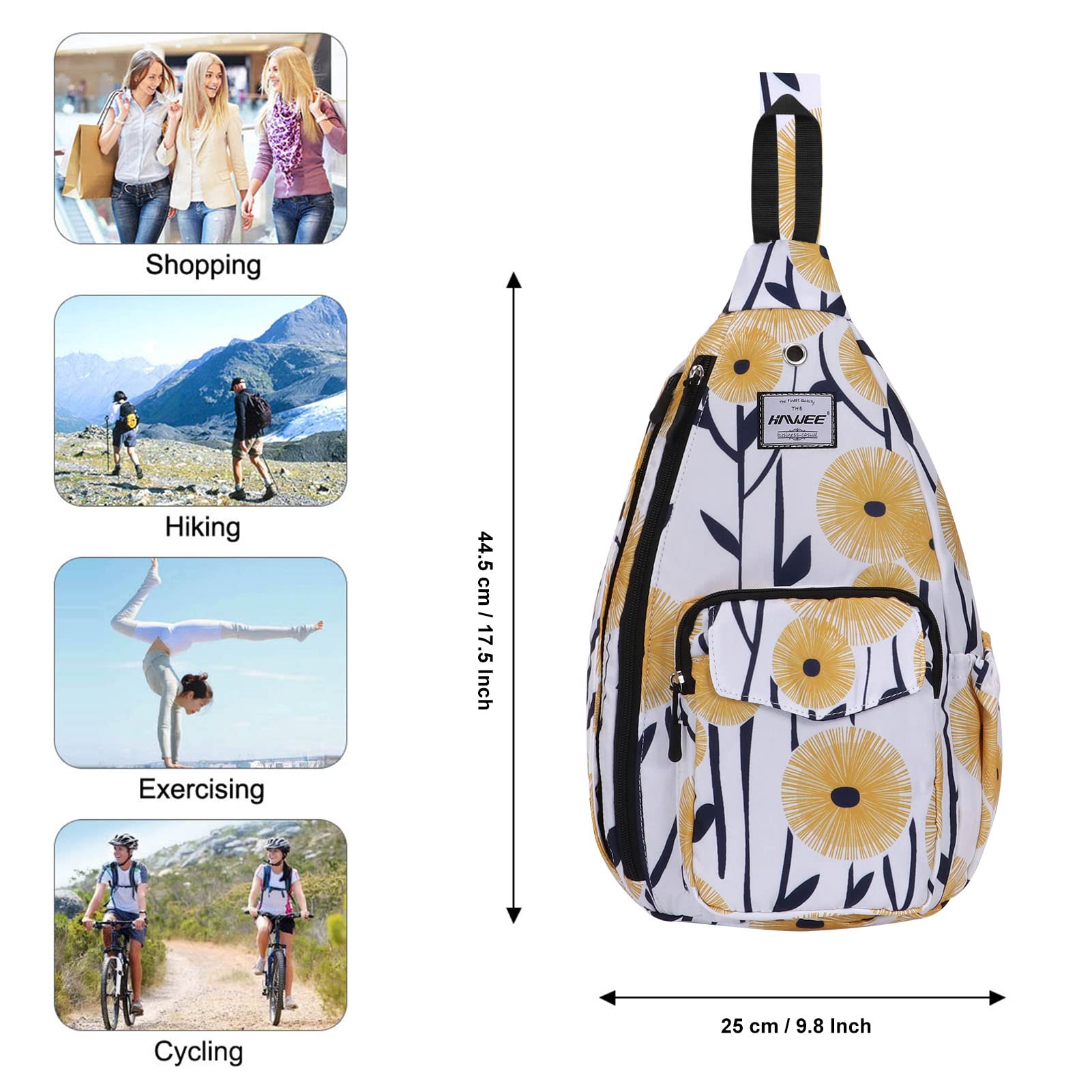 Borsa a tracolla in corda per donne e uomini, stile casual, con tracolla regolabile, per viaggi e sport, Dente di leone, One Size, Zaino daypack