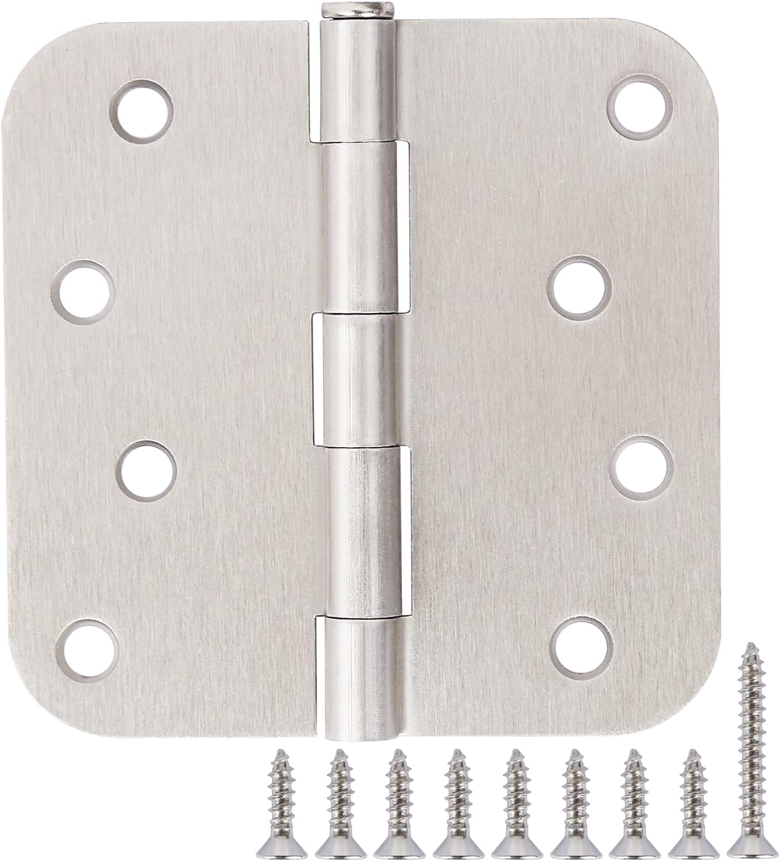 TDCHINGES 12 Pack 8-Hole 5/8-Inch Radius Door Hinges for Interior Door Satin Nickel Door Hinge