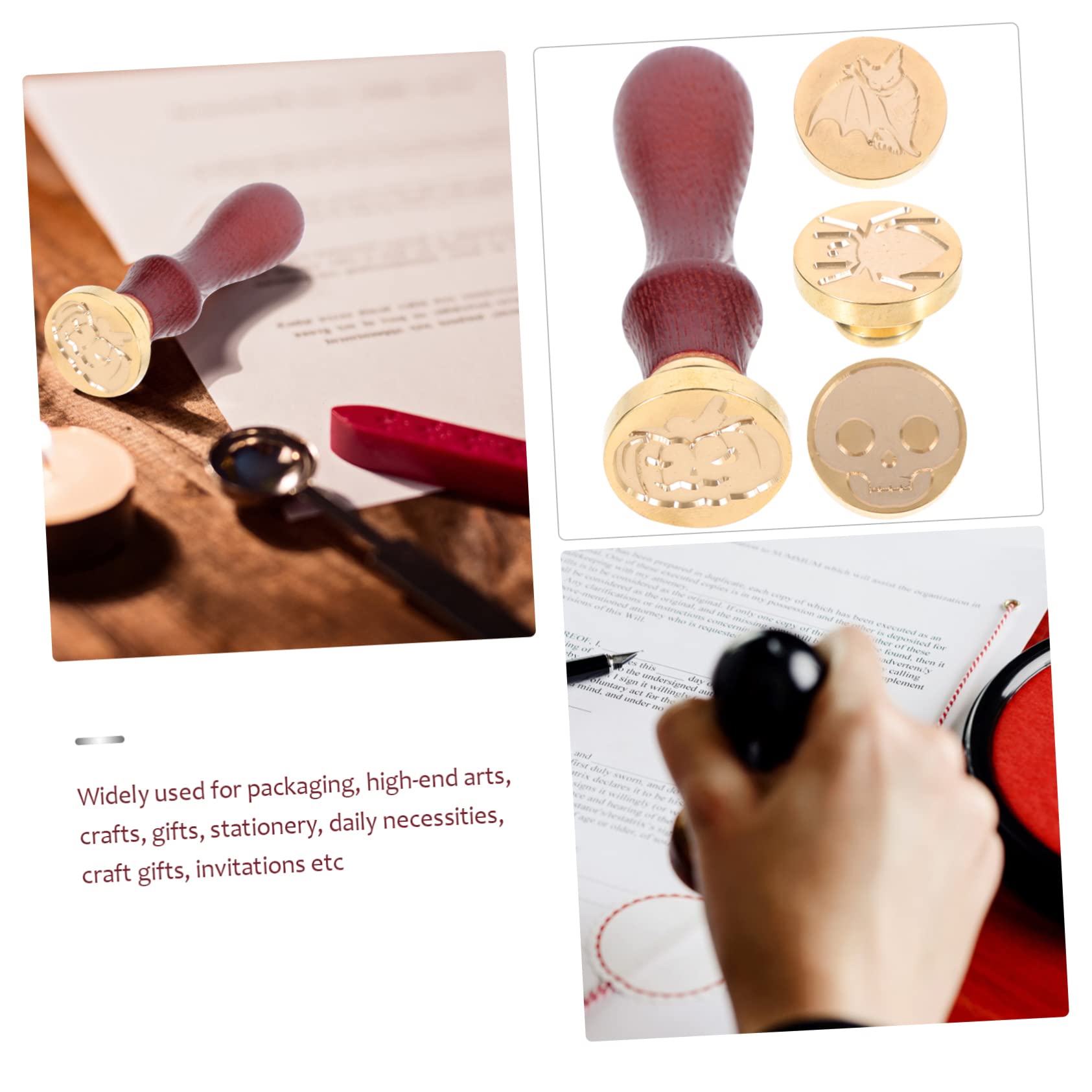 3sets Timbri Cera Per Halloween Con Teste Decorative Uniche Kit Di Sigillatura Per Inviti e Decorazioni Fai Da Te