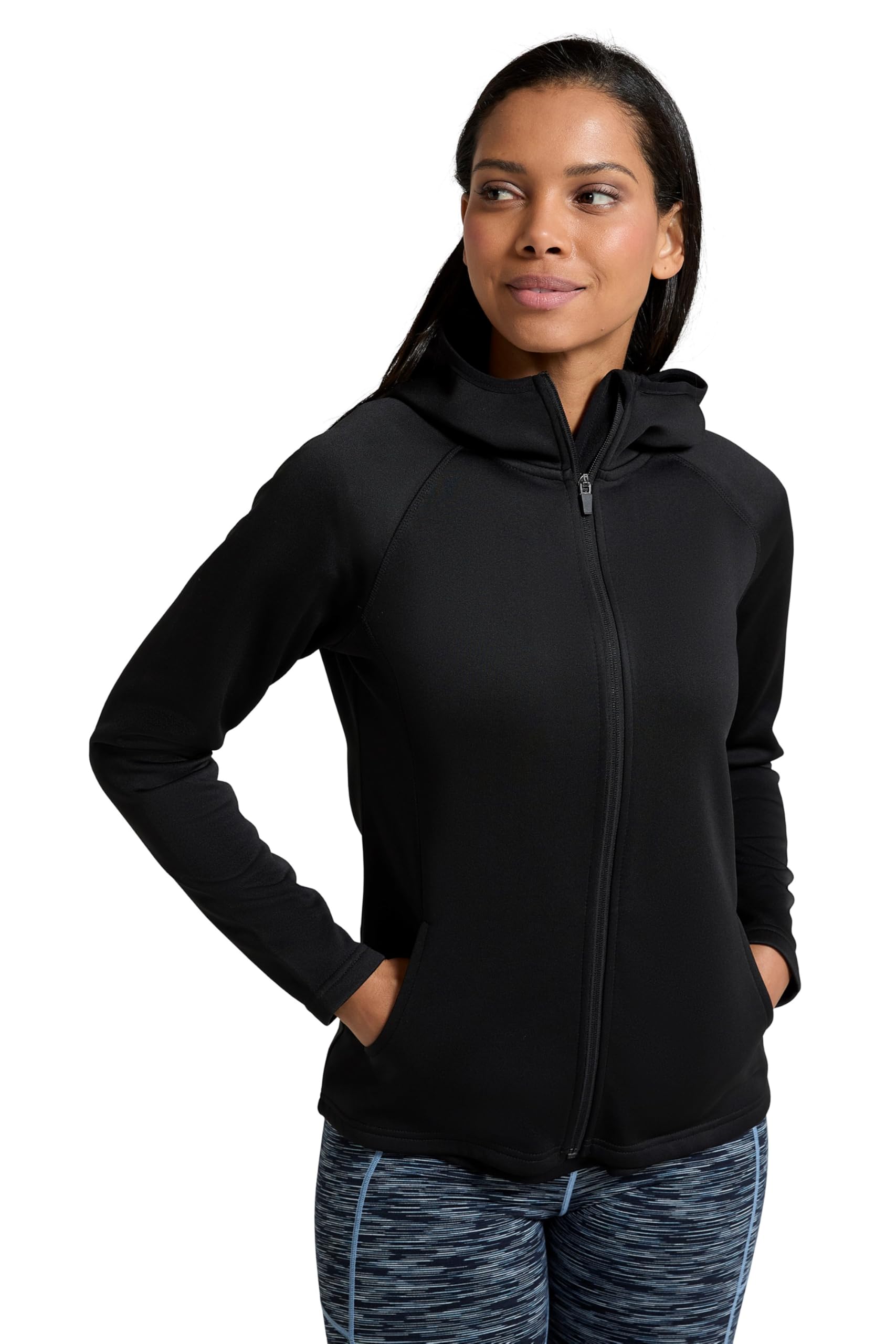 Mountain Warehouse Women's Chakra Active Hoodie Hoody Lightweight in Black | Size: 16