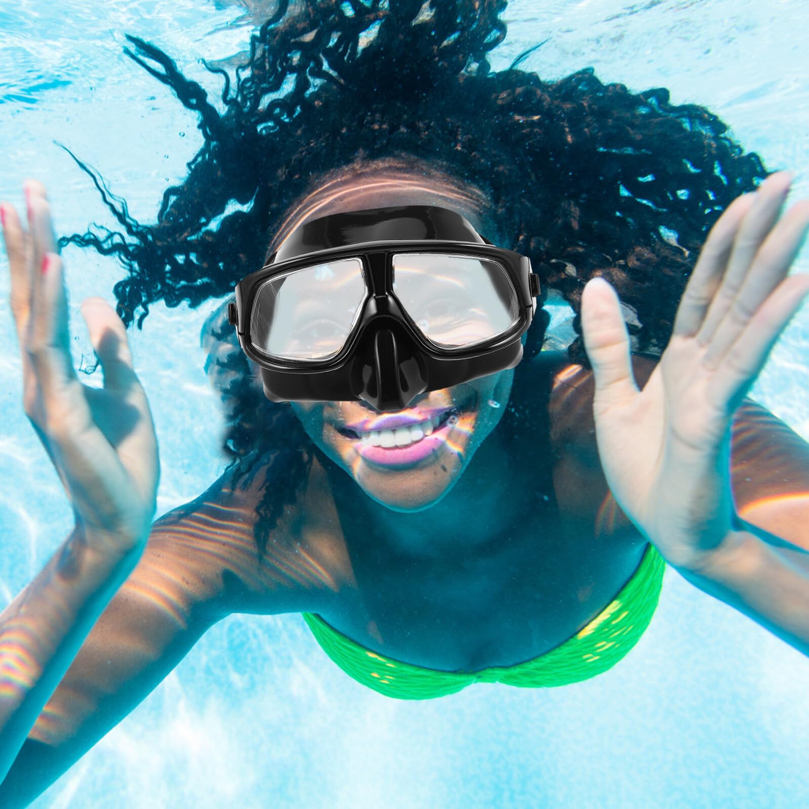 Máscara de Buceo de Silicona Negra con Correa Ajustable para Adultos | Piscina y Submarinismo, Sello Estanco, Ajuste Cómodo, Diseño de Visión Amplia, Equipo Acuático