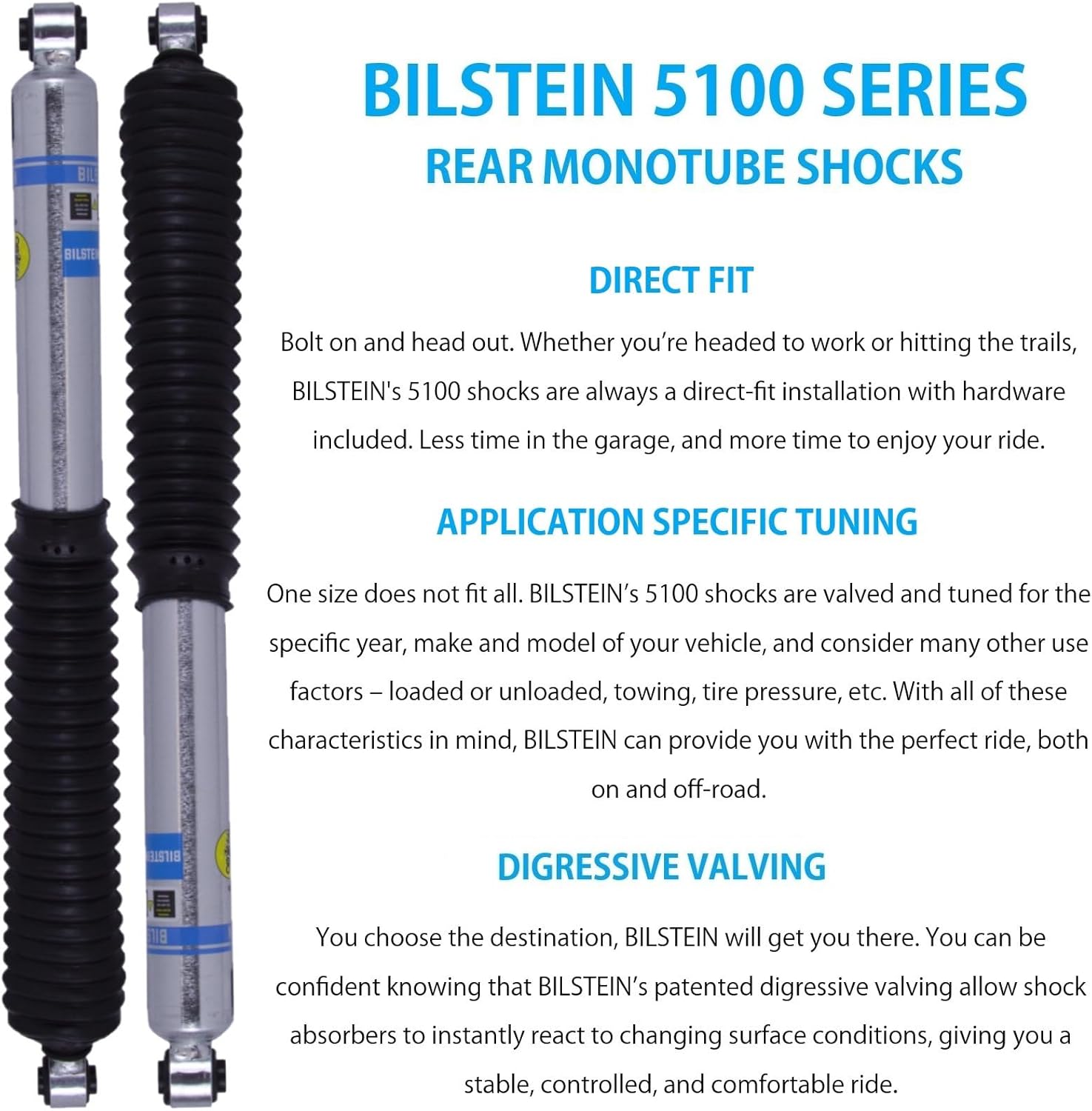 Set of 5100 Series Front & Rear Monotube Shocks fits 2020 2024 Gladiator Rubicon V6 3.6L Engine Left Hand Drive Models Only with 0-1" Lift - TrendsAuto Decal