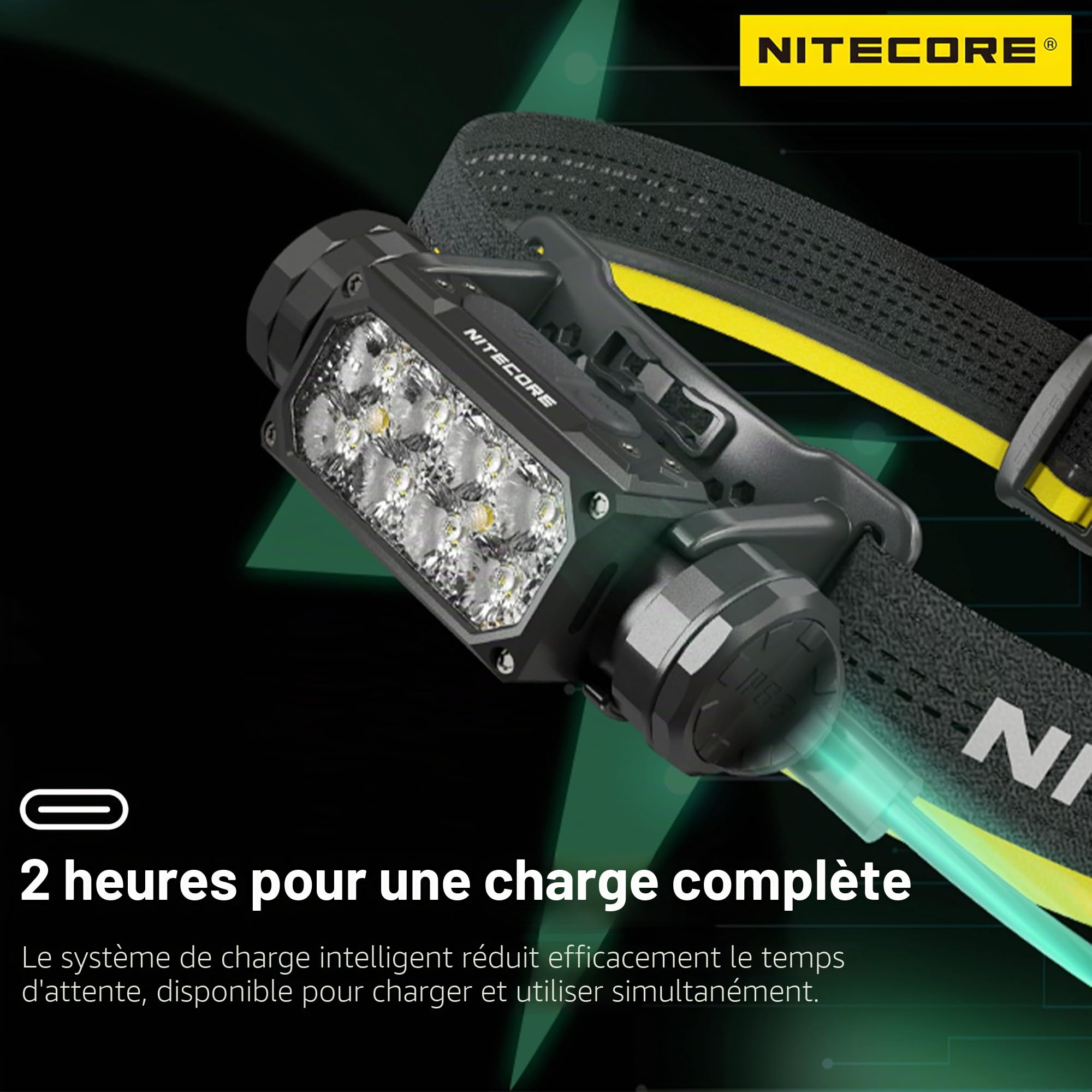 Nitecore HC65 UHE 2000 lumens haute efficacité pour phares USB-C rechargeables